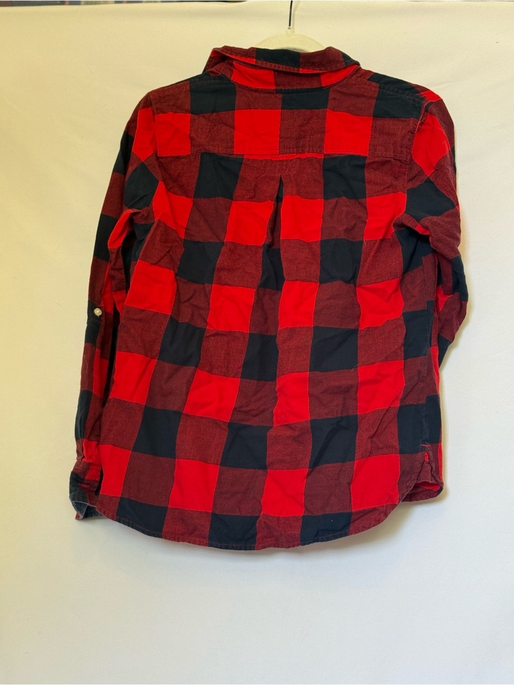 Tommy Hilfiger Red Black Buffalo Plaid Flannel Popover Shirt Size S/P EUC - Picture 2 of 3